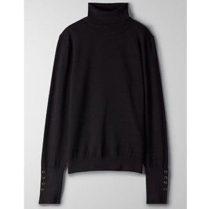 Aritzia Babaton Newbury Pearl-detail Turtleneck Black